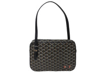 Load image into Gallery viewer, GOYARD ゴヤール ショルダーバッグ ヨナGM ブラック レザー コーティングキャンバス シルバー金具 美品 中古 55799