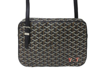 Load image into Gallery viewer, GOYARD ゴヤール ショルダーバッグ ヨナGM ブラック レザー コーティングキャンバス シルバー金具 美品 中古 55799