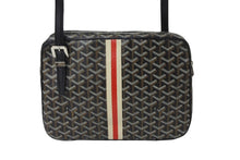 Load image into Gallery viewer, GOYARD ゴヤール ショルダーバッグ ヨナGM ブラック レザー コーティングキャンバス シルバー金具 美品 中古 55799