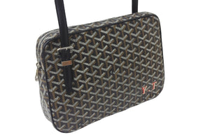 GOYARD ゴヤール ショルダーバッグ ヨナGM ブラック レザー コーティングキャンバス シルバー金具 美品 中古 55799