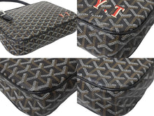 Load image into Gallery viewer, GOYARD ゴヤール ショルダーバッグ ヨナGM ブラック レザー コーティングキャンバス シルバー金具 美品 中古 55799