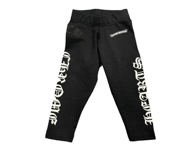 新品未使用 CHROME HEARTS クロムハーツ パンツ レギンス ロゴプリント ブラック キッズ 6 MONTHS 52/41 中古 55810