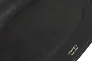 Tom Ford トムフォード パスポートケース 小物 ブラック クロコ シルバーロゴ 美品 中古 55822