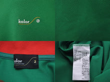 Load image into Gallery viewer, Kolor カラー ポロシャツ グリーン ブラウン ロゴ ポリエステル サイズ2 22SCM-T032302 日本製 美品 中古 55829