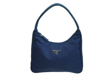 PRADA プラダ ハンドバッグ ワンショルダーバッグ MV515 ホーボー ミニバッグ ポーチ 三角 ブルー ナイロン 美品 中古 55874 