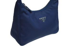 PRADA プラダ ハンドバッグ ワンショルダーバッグ MV515 ホーボー ミニバッグ ポーチ 三角 ブルー ナイロン 美品 中古 55874 