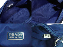 画像をギャラリービューアに読み込む, PRADA プラダ ハンドバッグ ワンショルダーバッグ MV515 ホーボー ミニバッグ ポーチ 三角 ブルー ナイロン 美品 中古 55874 