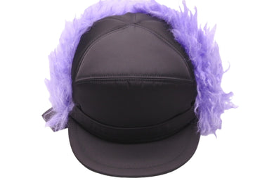 極美品 PRADA プラダ 帽子 フライトキャップ ファー付き ナイロン 2HC180 19AW CAPPELLI ブラック パープル サイズL 中古 55887