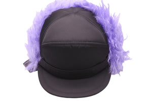 極美品 PRADA プラダ 帽子 フライトキャップ ファー付き ナイロン 2HC180 19AW CAPPELLI ブラック パープル サイズL 中古 55887