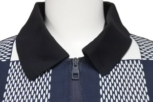 LOUIS VUITTON ルイヴィトン ポロシャツ ダミエハーフジップ RM171C AJV HBY46W ホワイト ネイビー サイズXS 良品 中古 55937