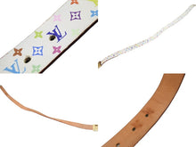 Load image into Gallery viewer, LOUIS VUITTON ルイヴィトン ベルト バックル マルチカラー ホワイト モノグラムキャンバス レザー 80/32 M9270U 中古 55938