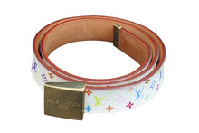 Load image into Gallery viewer, LOUIS VUITTON ルイヴィトン ベルト バックル マルチカラー ホワイト モノグラムキャンバス レザー 80/32 M9270U 中古 55938