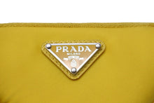 画像をギャラリービューアに読み込む, PRADA プラダ ポーチ トライアングルプレート Re ナイロン ネックストラップ付 イエロー 2TT140 シルバー金具 美品 中古 55940 