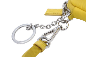 PRADA プラダ ポーチ トライアングルプレート Re ナイロン ネックストラップ付 イエロー 2TT140 シルバー金具 美品 中古 55940 