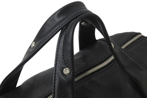 CHANEL シャネル シェブロン ミニ ボストンバッグ ココマーク ロゴ ブラック 鞄 Vステッチ シルバー金具 美品 中古 55973
