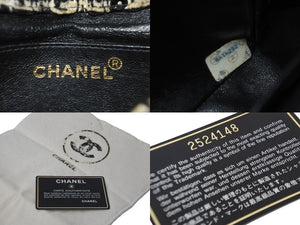 CHANEL シャネル ミニハンドバッグ 2番台 1992年 ツイード スパンコール ブラック ホワイト ゴールド金具 美品 中古 55990