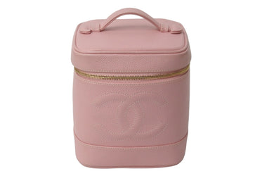 CHANEL シャネル ココマーク バニティバッグ 縦型 ハンドバッグ 8番台 キャビアスキン ピンク ゴールド金具 良品 中古 55994