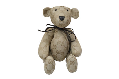 GUCCI グッチ GGキャンバス ぬいぐるみ 人形 テディーベア クマ ベージュ ブラウン 7077722 美品 中古 56021