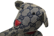 Load image into Gallery viewer, GUCCI グッチ GGキャンバス ぬいぐるみ 人形 テディーベア クマ ベージュ ネイビー 7077722 美品 中古 56024