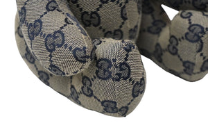 GUCCI グッチ GGキャンバス ぬいぐるみ 人形 テディーベア クマ ベージュ ネイビー 7077722 美品 中古 56024