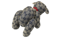 Load image into Gallery viewer, GUCCI グッチ GGキャンバス ぬいぐるみ 人形 テディーベア クマ ベージュ ネイビー 7077722 美品 中古 56024