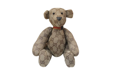 GUCCI グッチ GGキャンバス ぬいぐるみ 人形 テディーベア クマ ベージュ ブラウン 7077722 美品 中古 56026