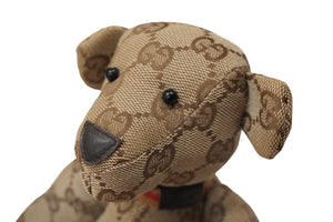 GUCCI グッチ GGキャンバス ぬいぐるみ 人形 テディーベア クマ ベージュ ブラウン 7077722 美品 中古 56026