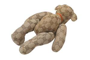GUCCI グッチ GGキャンバス ぬいぐるみ 人形 テディーベア クマ ベージュ ブラウン 7077722 美品 中古 56026