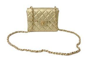 極美品 CHANEL シャネル ミニマトラッセ 17 ココマーク シングルチェーンバッグ フラップ レザー ゴールド金具 中古 56083