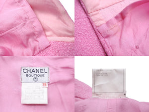 CHANEL シャネル パイル地 スカート 96C ピンク PO6225V04513 ココマーク ボタン ロゴ ヴィンテージ サイズ38 美品 中古 56125