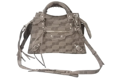 新品同様 BALENCIAGA バレンシアガ ショルダーバッグ Neo Cagole XS 22AW 696495 コットンキャンバス シルバー金具 中古 56181