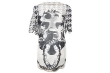 Load image into Gallery viewer, CHANEL シャネル 半袖Ｔシャツ チュニック ライオン ホワイト ブラック コットン シルク 36 P37343V27082 美品 中古 56183