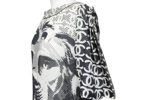 CHANEL シャネル 半袖Ｔシャツ チュニック ライオン ホワイト ブラック コットン シルク 36 P37343V27082 美品 中古 56183