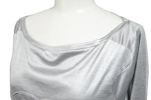 Load image into Gallery viewer, CHANEL シャネル 七分丈長袖Ｔシャツ ココマーク ドローコード P43485K04412 メタリックシルバー サイズ34 美品 中古 56184