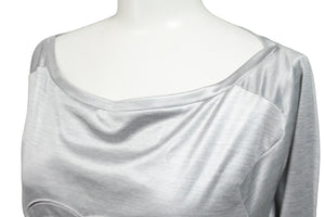 CHANEL シャネル 七分丈長袖Ｔシャツ ココマーク ドローコード P43485K04412 メタリックシルバー サイズ34 美品 中古 56184