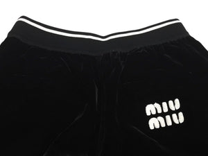 MIU MIU ミュウミュウ 22AW ベルベット ジャージーパンツ セットアップ ブラック サイズ40 美品 中古 56224