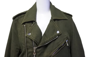 BALMAIN バルマン ライダースジャケット ジャケット スウェット カーキ W4HT245C307 美品 中古 56253