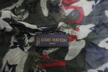 Load image into Gallery viewer, LOUIS VUITTON ルイヴィトン 村上隆 エトール スカーフ モノグラモフラージュ M74152 カシミヤ シルク 美品 中古 56270
