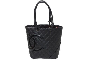 極美品 CHANEL シャネル カンボンライン ミディアム トートバッグ トートバッグ ココマーク A25167 12番台 シルバー金具 中古 56306