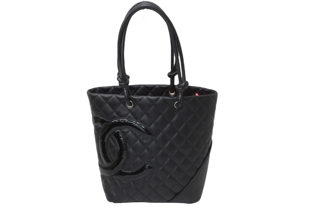極美品 CHANEL シャネル カンボンライン ミディアム トートバッグ トートバッグ ココマーク A25167 12番台 シルバー金具 中古 56306