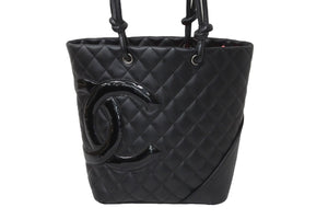 極美品 CHANEL シャネル カンボンライン ミディアム トートバッグ トートバッグ ココマーク A25167 12番台 シルバー金具 中古 56306