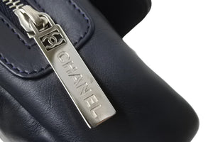 CHANEL シャネル ショルダーバッグ スポーツライン チョコバー 12番台 ココマーク スエード ネイビー シルバー金具 美品 中古 56314
