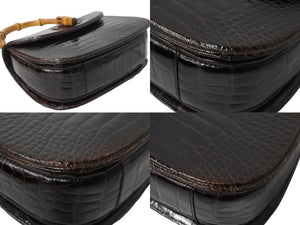 同じく同様 GUCCI グッチ ハンドバッグ 2WAYショルダーバッグ ブラウン クロコ バンブー レザー 000 01 018 中古 56319 