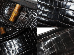 同じく同様 GUCCI グッチ ハンドバッグ 2WAYショルダーバッグ ブラウン クロコ バンブー レザー 000 01 018 中古 56319 