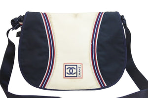 CHANEL シャネル ショルダーバッグ 斜め掛け ココマーク スポーツライン 10番台 2006年 ナイロン ネイビー 良品 中古 56353