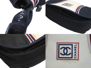 CHANEL シャネル ショルダーバッグ 斜め掛け ココマーク スポーツライン 10番台 2006年 ナイロン ネイビー 良品 中古 56353