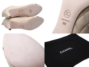 CHANEL シャネル ココマーク レザー ブーティー ブーツ ヒール ベージュ ブラック レザー 靴 茶 黒 G29270 サイズ38C 美品 中古 56395