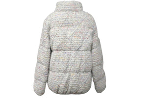 極美品 CHANEL シャネル ウールダウンジャケット ビジュー ラインストーン P57089K07458 グレー マルチ サイズ36 中古 56415