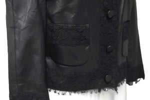 極美品 DOLCE&GABBANA ドルチェアンドガッバーナ レース レザー ジャケット ラムスキン 水玉 ドット サイズ36 中古 56431