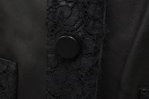 極美品 DOLCE&GABBANA ドルチェアンドガッバーナ レース レザー ジャケット ラムスキン 水玉 ドット サイズ36 中古 56431
